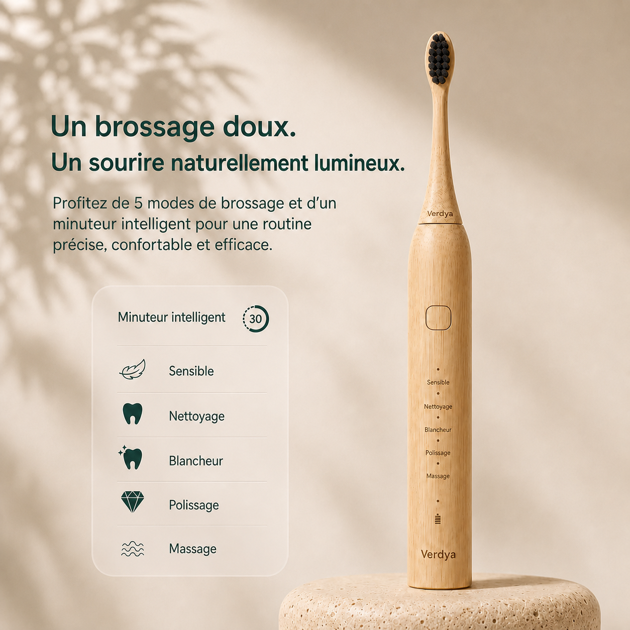 Brosse à dents électrique en bambou Verdya V2